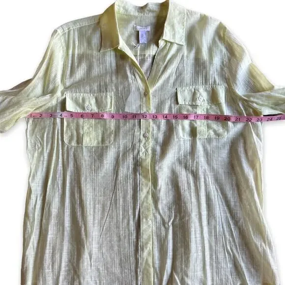 NWT- Chico’s Sheer Delight Emaline L/S Top In Soft Lime- Size 3 (XL) - Picture 11 of 14